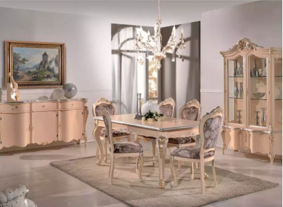 Esszimmer Möbel Esstisch Vitrine Kommode 4x Stühle Essgruppen 7 tlg Garnitur